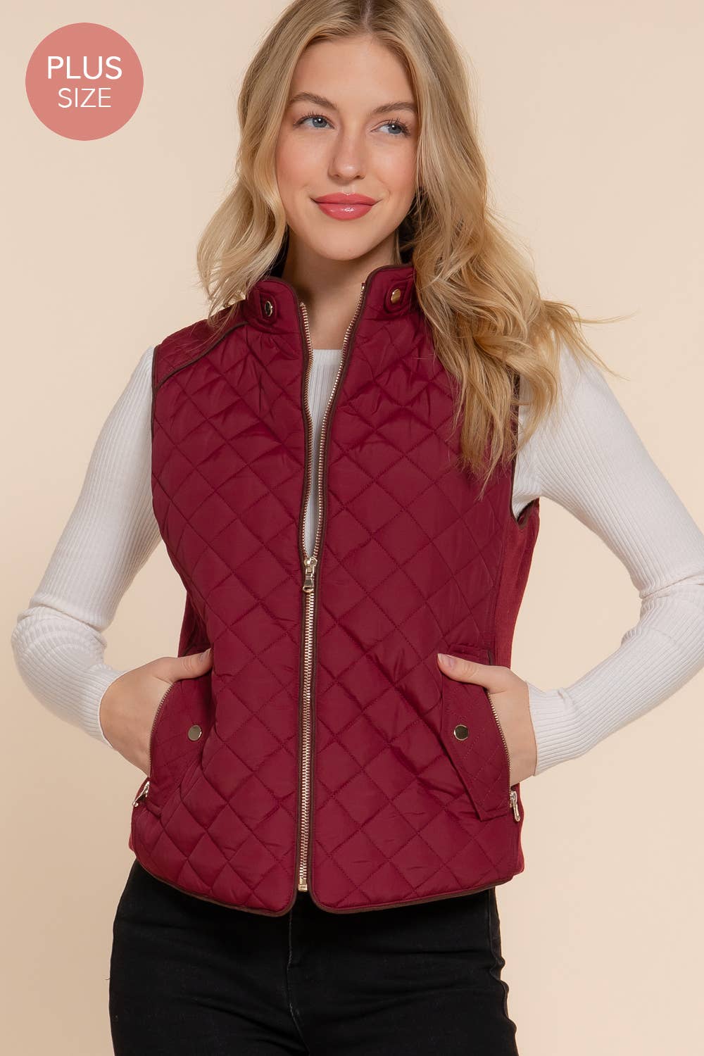 Active Basic | Active USA - Suede Piping Quilted Padding Vest