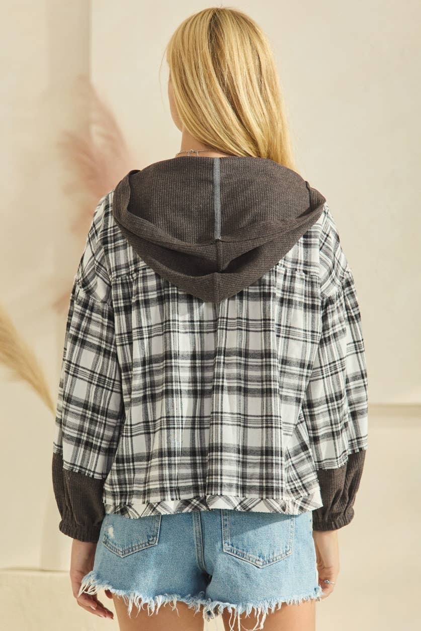 Oddi - Plaid Pullover Long Sleeve Jacket