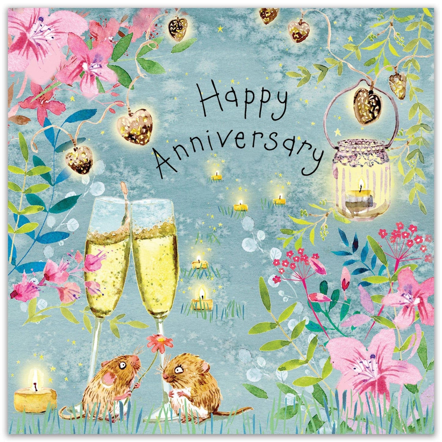 Twizler Ltd - Happy Anniversary Card with Champagne Mice