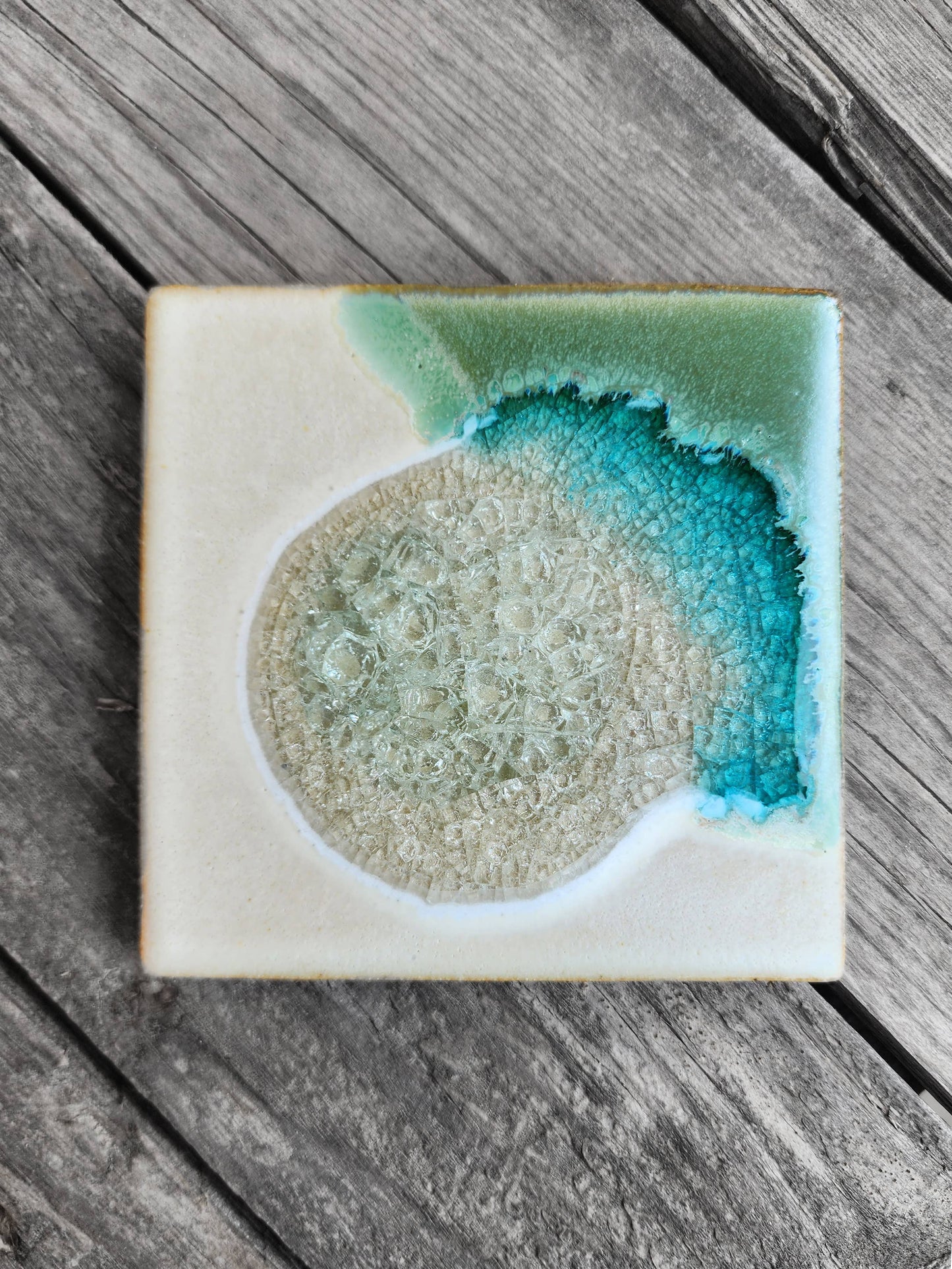 Dock 6 Pottery - Square Coaster - White Pearl - Individual Coaster