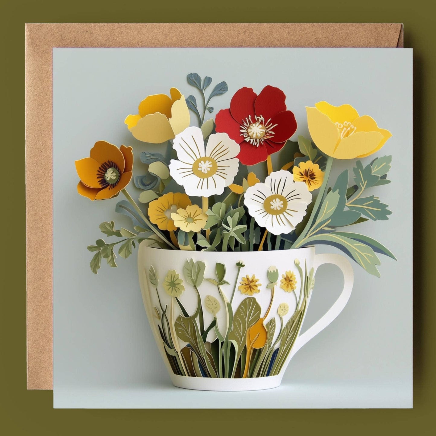Good Post Day - Teacup Poppies 2D Printed Card