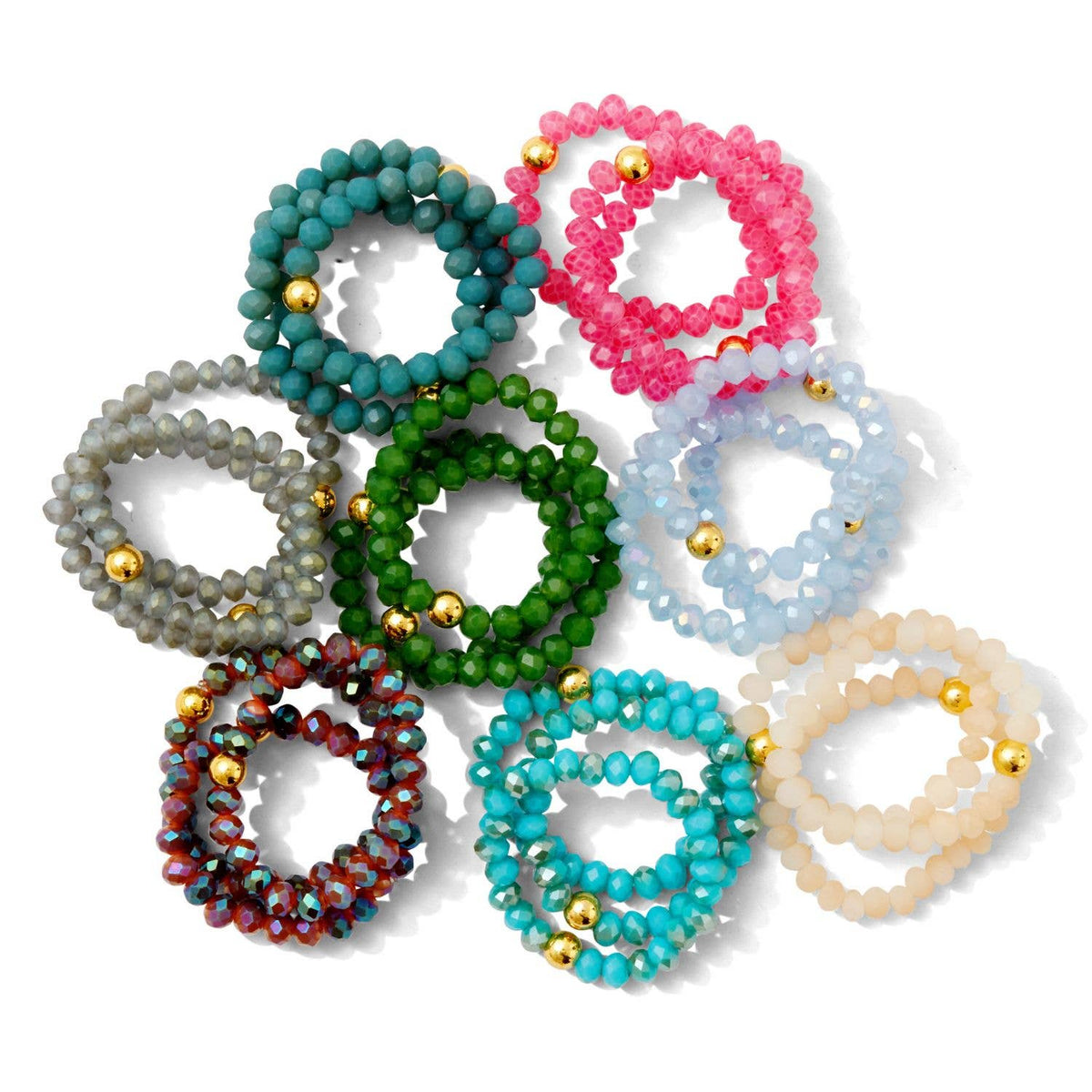 Splendid Iris - Stretch Crystal Rings - Assorted