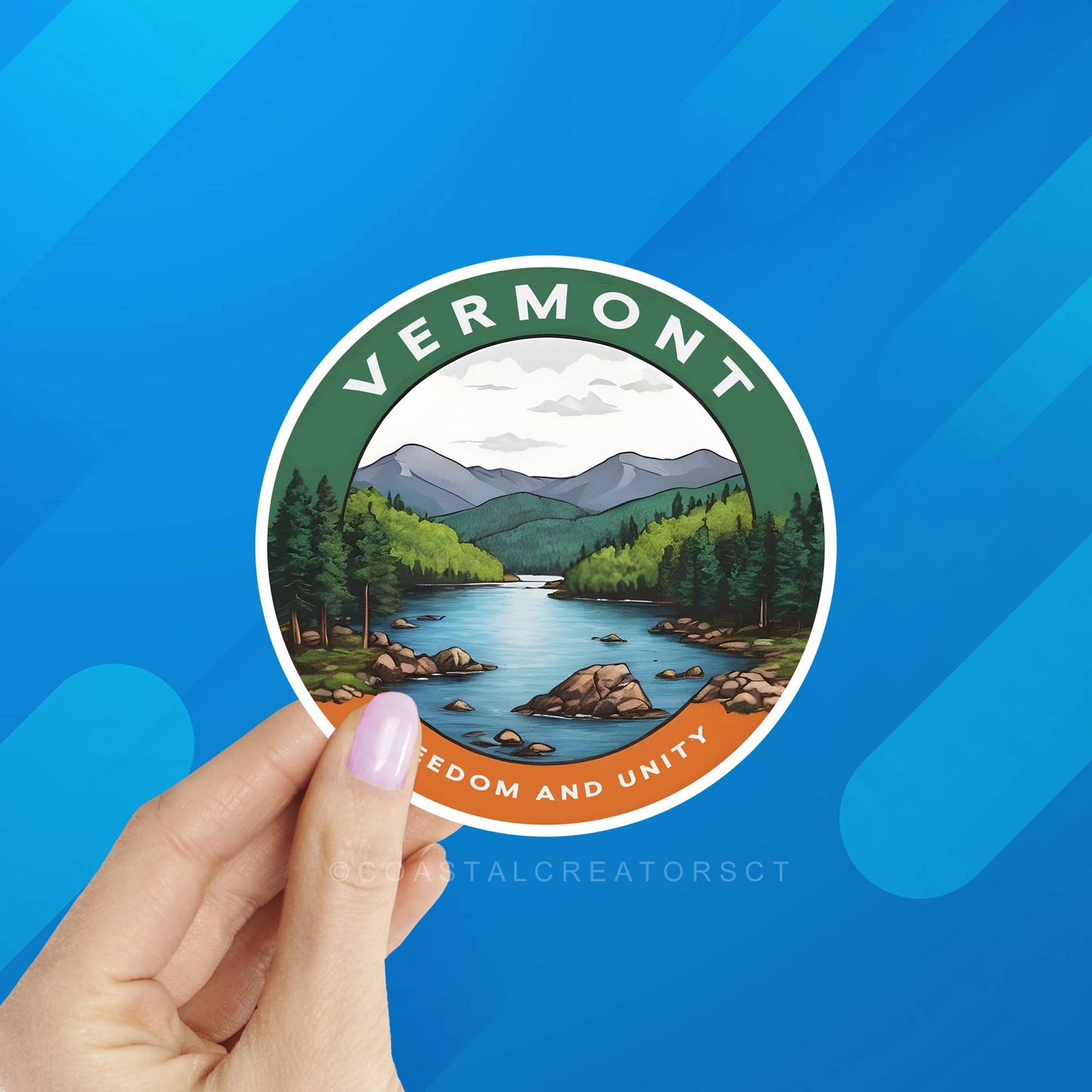 Coastal Creators of Connecticut - Vermont Watercolor Laptop Bottle Sticker