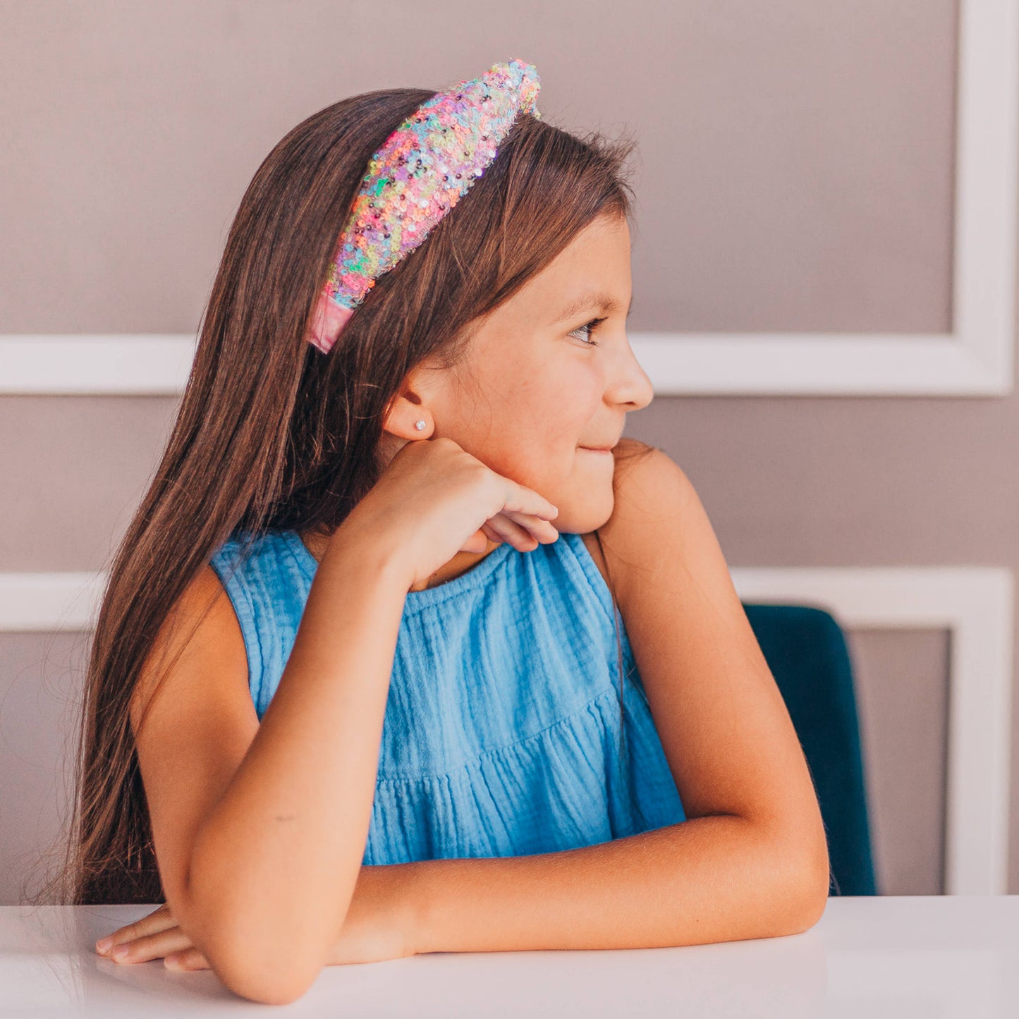 Frog Sac - Kids Knot Headband - Rainbow Sequin Knotted Hair Accessories
