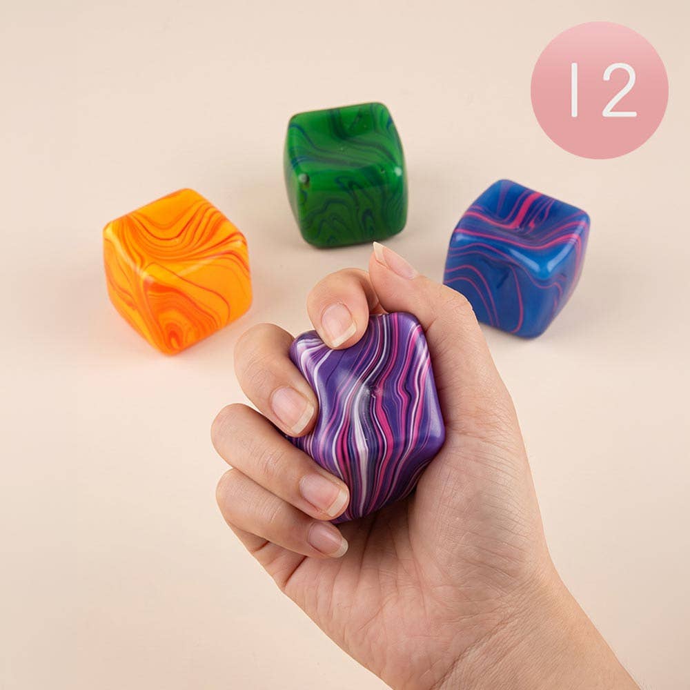 Sensibling Corp. - 12PCS - MARBLE SQUARE Squeeze Squishy Stress Relief Toy