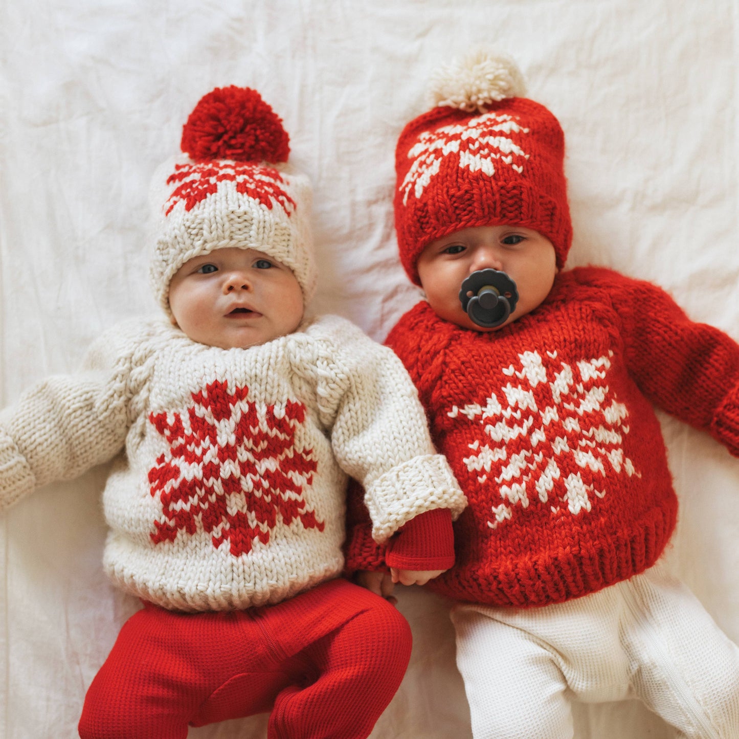 Huggalugs - Snowflake Red Crew Neck Sweater for Baby & Toddler