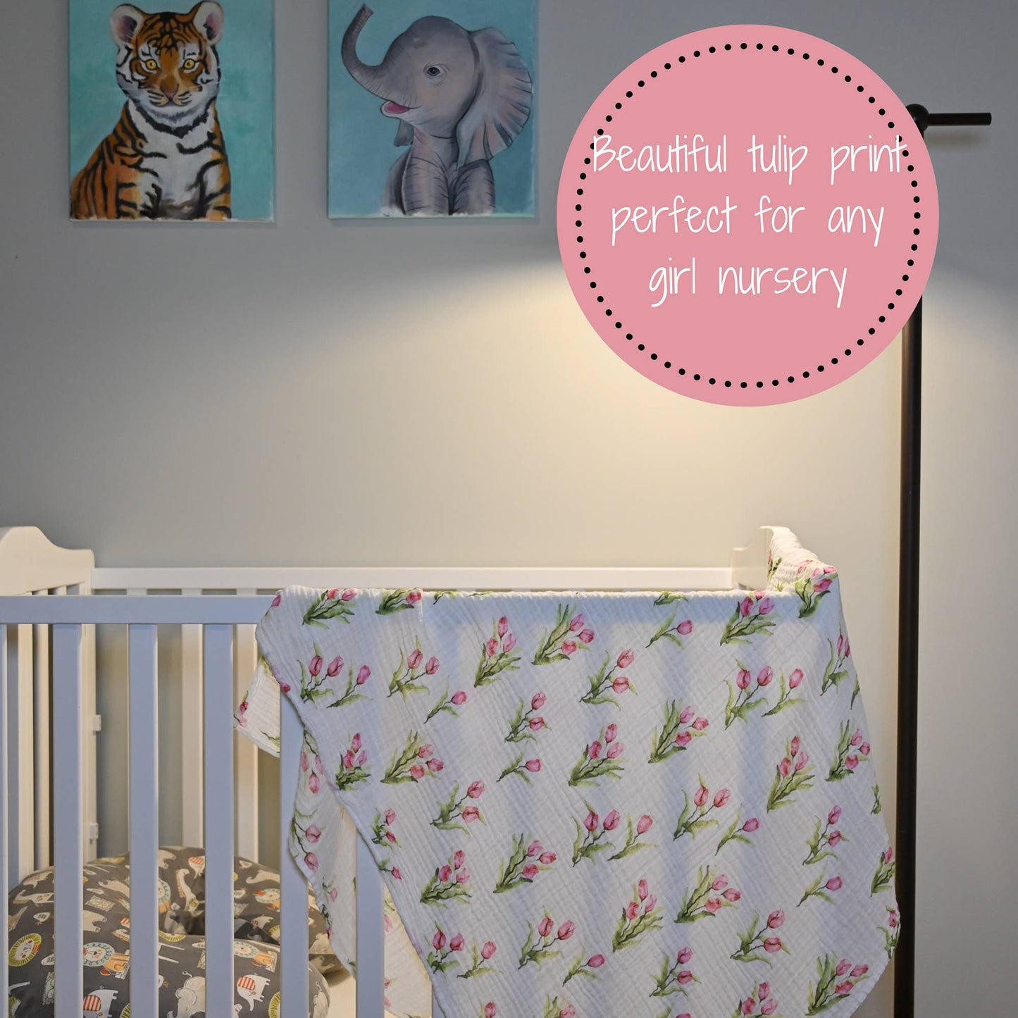 LollyBanks - Tulip Garden Baby Swaddle Blanket