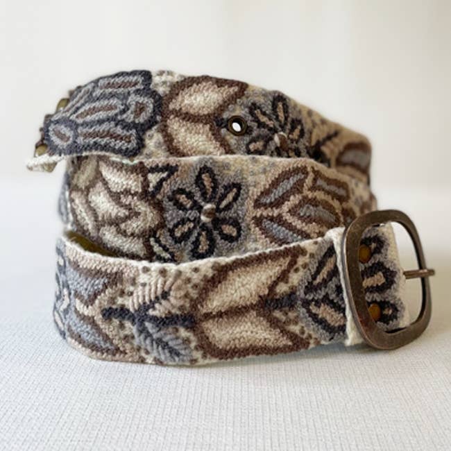 Jenny Krauss - Monochromatic Embroidered Wool Belt, Cream