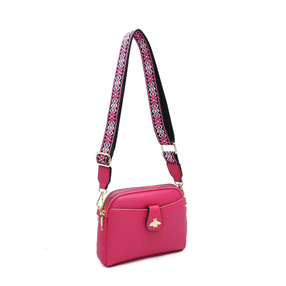 Papaya Fashion Ltd - B23002 Cross Body Handbag with double zip top sections