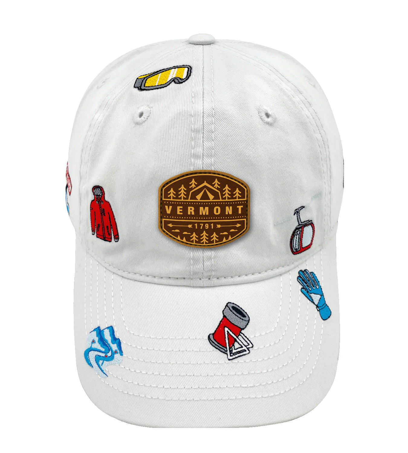 Northern Icons Creations INC - Vermont Ski Resort Embroidered Baseball Cap – Snow Mountain Winter Travel Adventure Hat