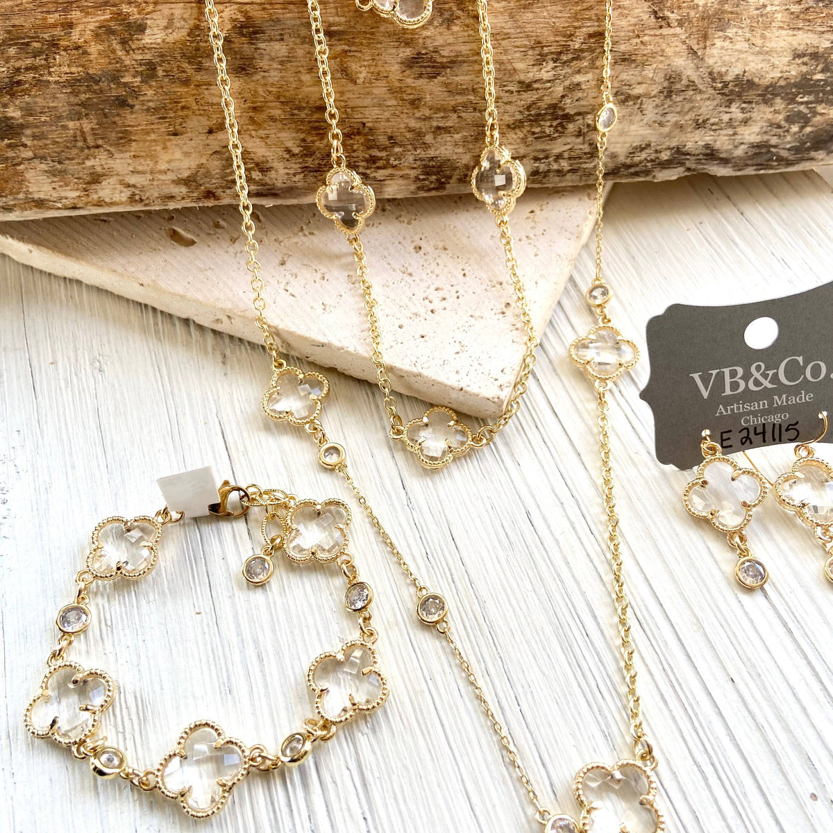 VB&CO Designs Handmade Jewelry - Quatrefoil clover long layering necklace designer style