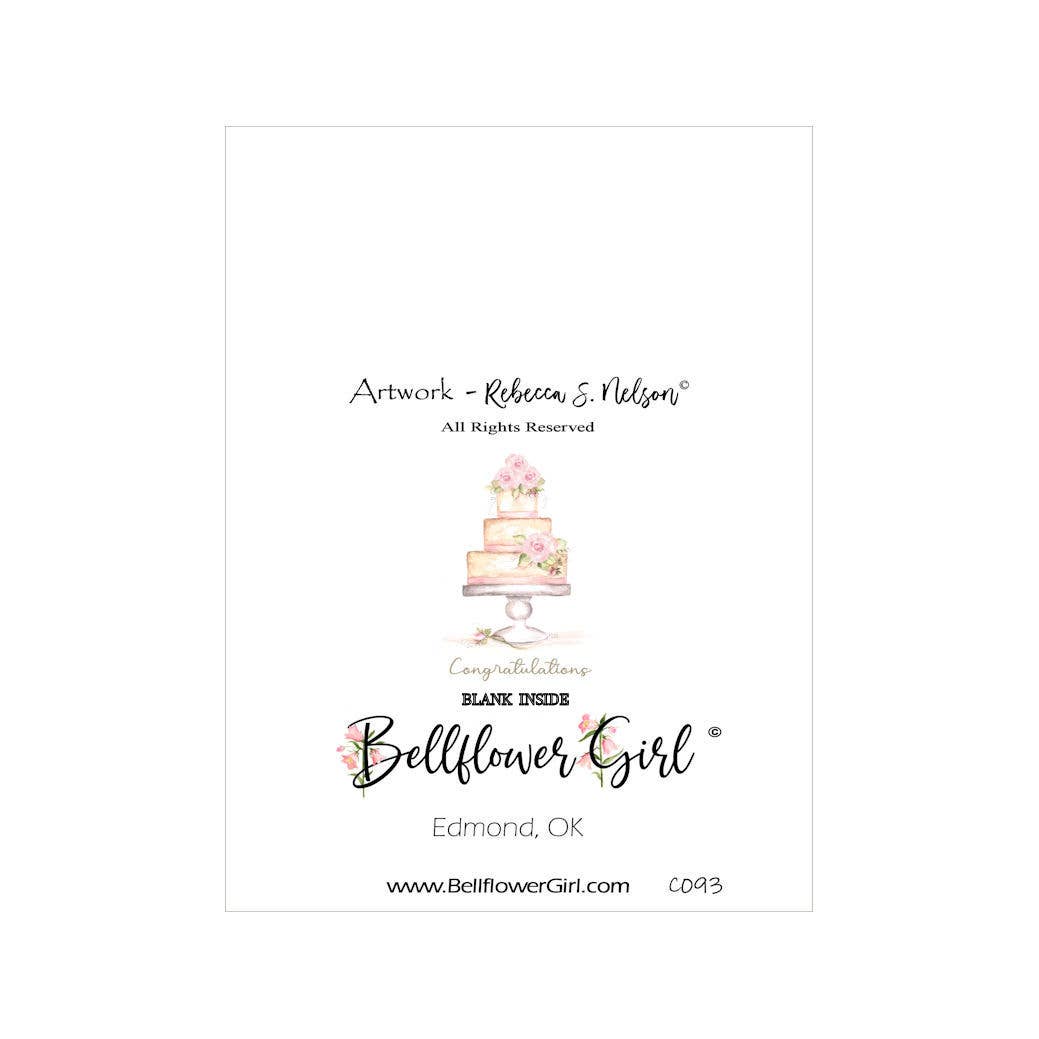 Bellflower Girl - Pink Rose Layer Cake - Wedding Birthday Congratulations Card
