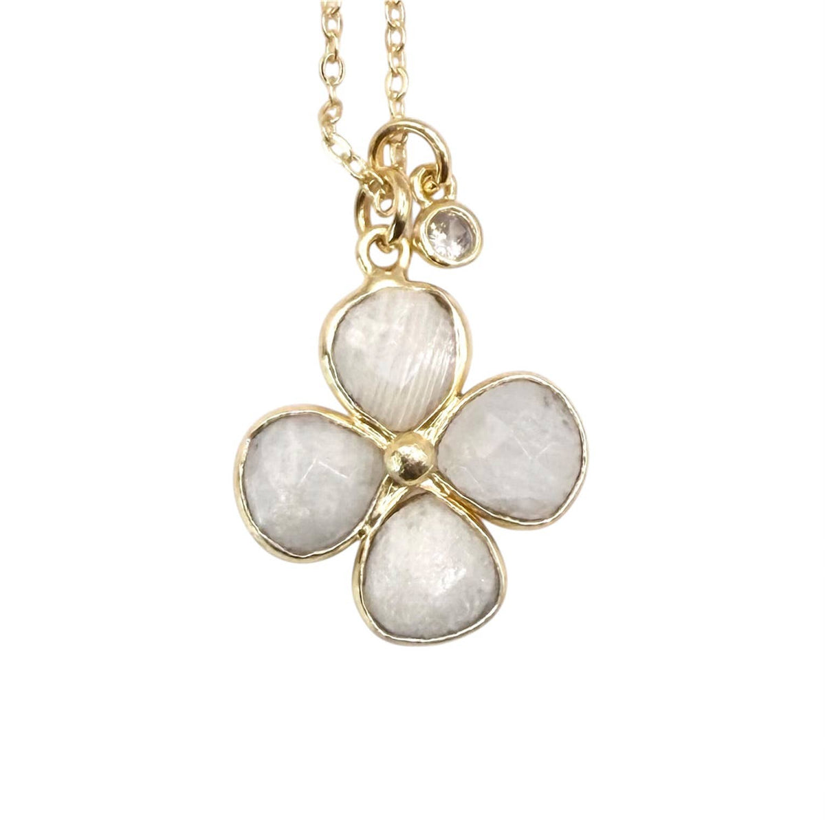 VB&CO Designs Handmade Jewelry - Genuine Gemstone clover flower gold necklace