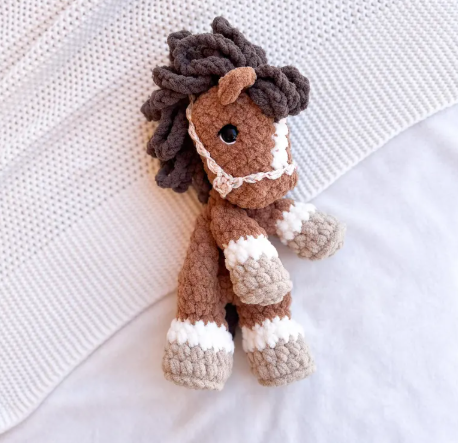 The Lumber Creek Co - Crochet Horse Pony Snuggler Lovey Infant Baby Toddler Toy