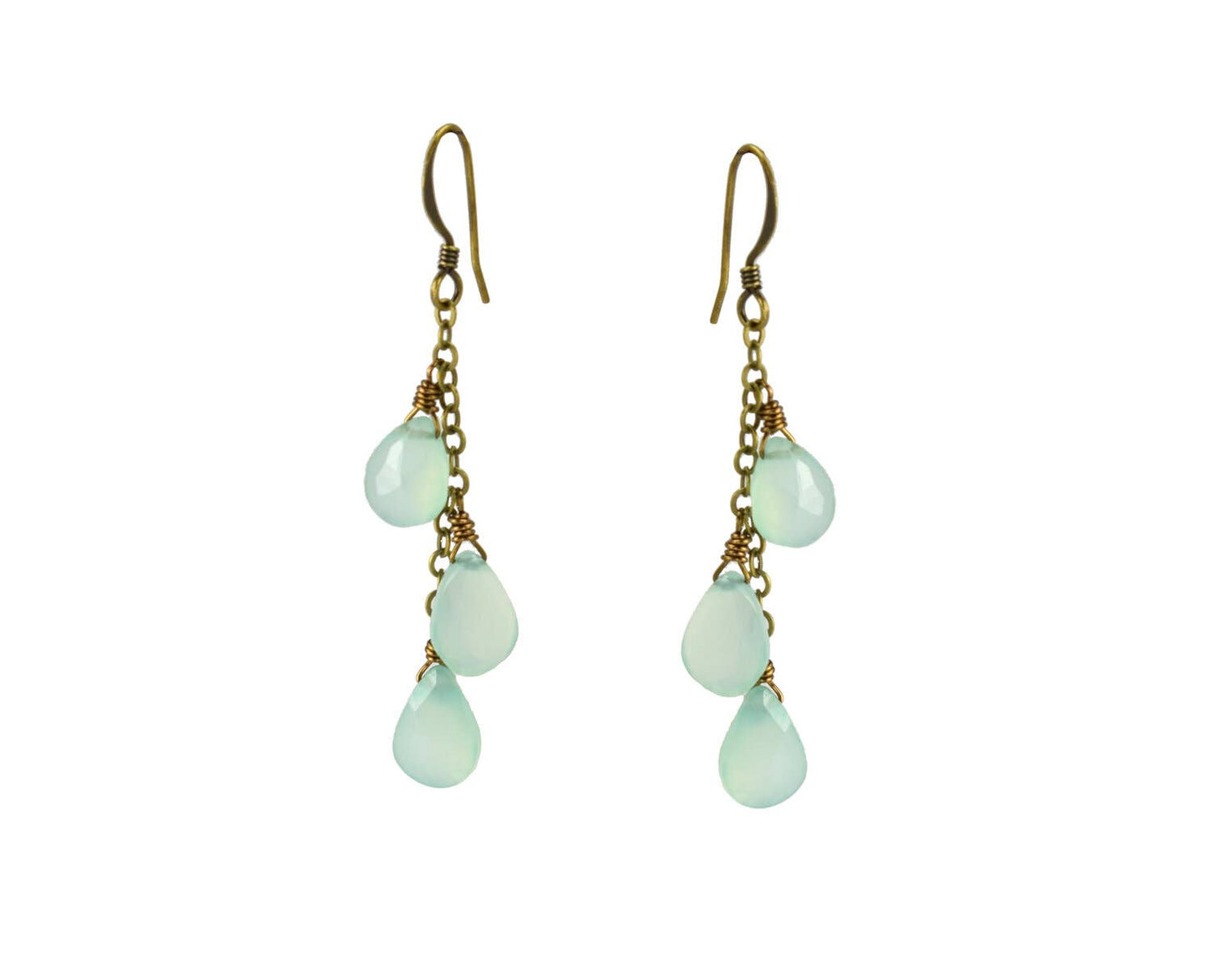 Edgy Petal Jewelry - Streaming Seafoam Chalcedony Teardrop Earrings for Summer