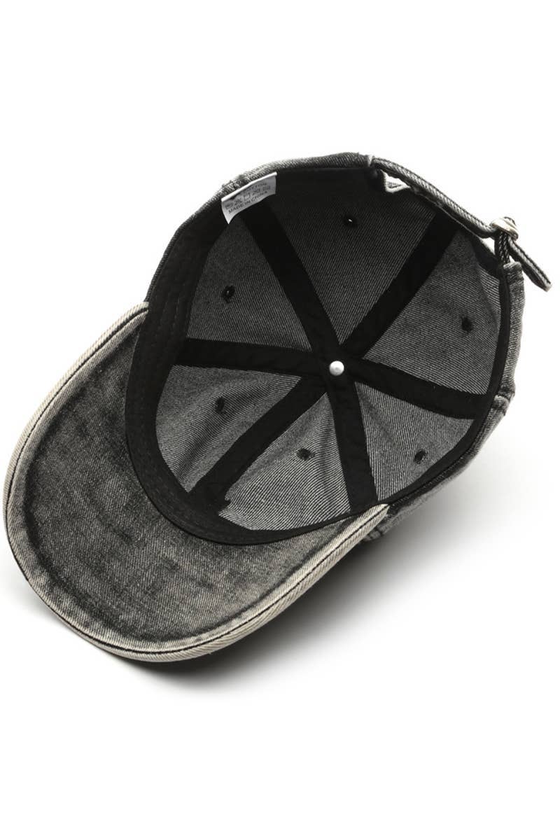 Lovenne - Washed Denim Solid Baseball Cap Street Style_Cwah0527