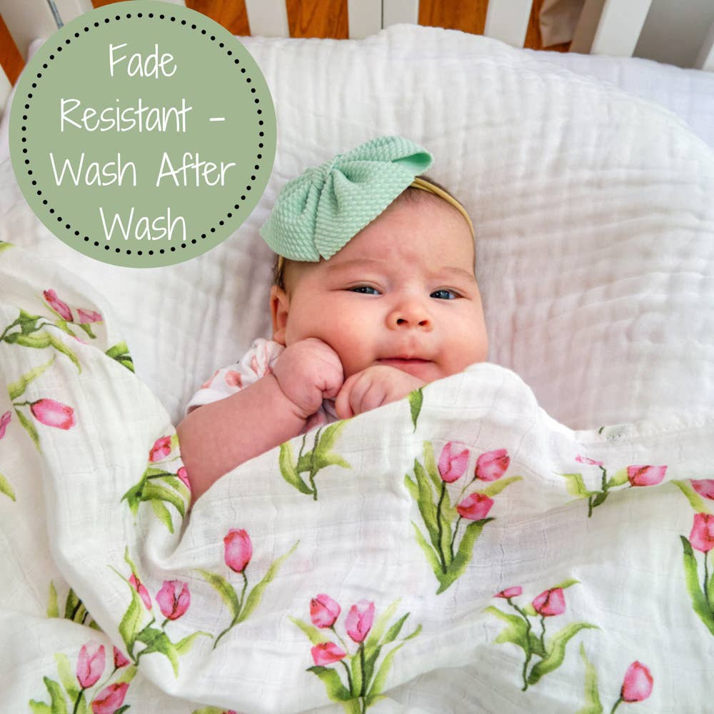 LollyBanks - Tulip Garden Baby Swaddle Blanket