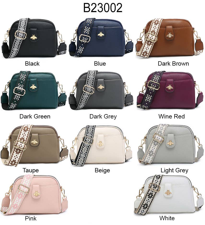 Papaya Fashion Ltd - B23002 Cross Body Handbag with double zip top sections