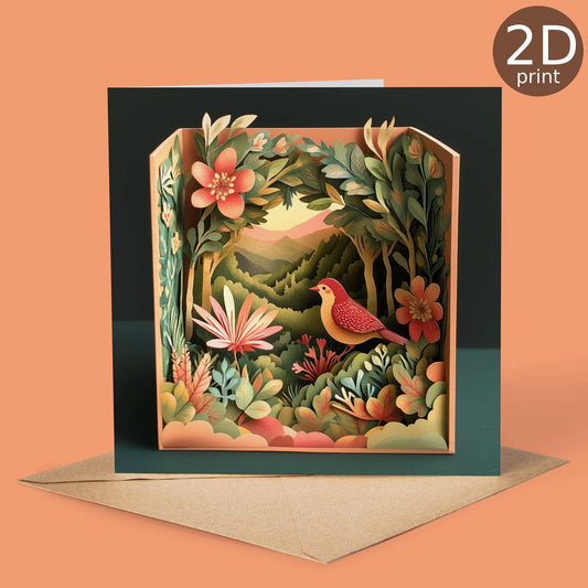 Good Post Day - Bird in Sunrise Landscape 2D Printed Card