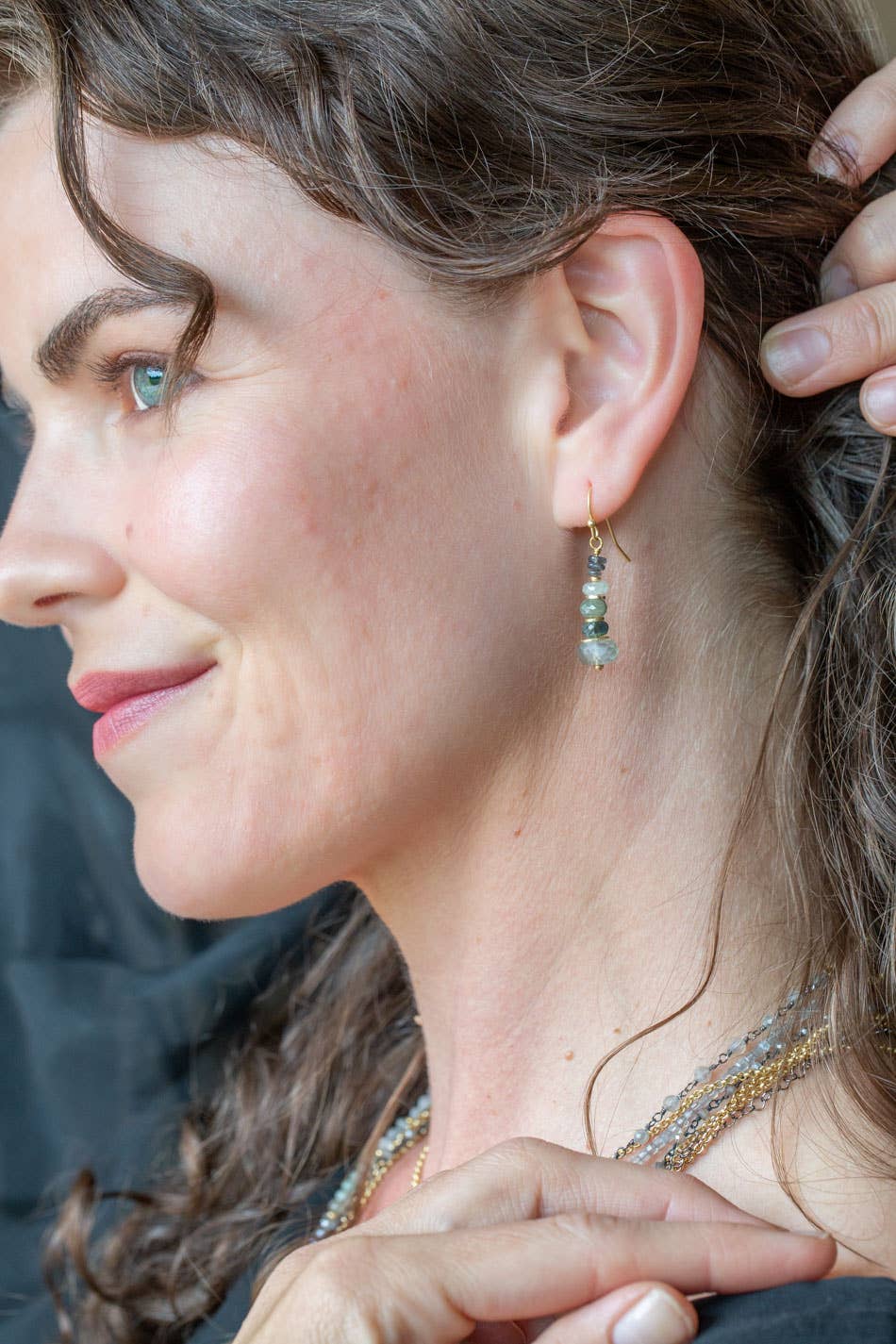 Anne Vaughan Designs Jewelry - Equinox Aquamarine, Labradorite, Moonstone Simple Earrings