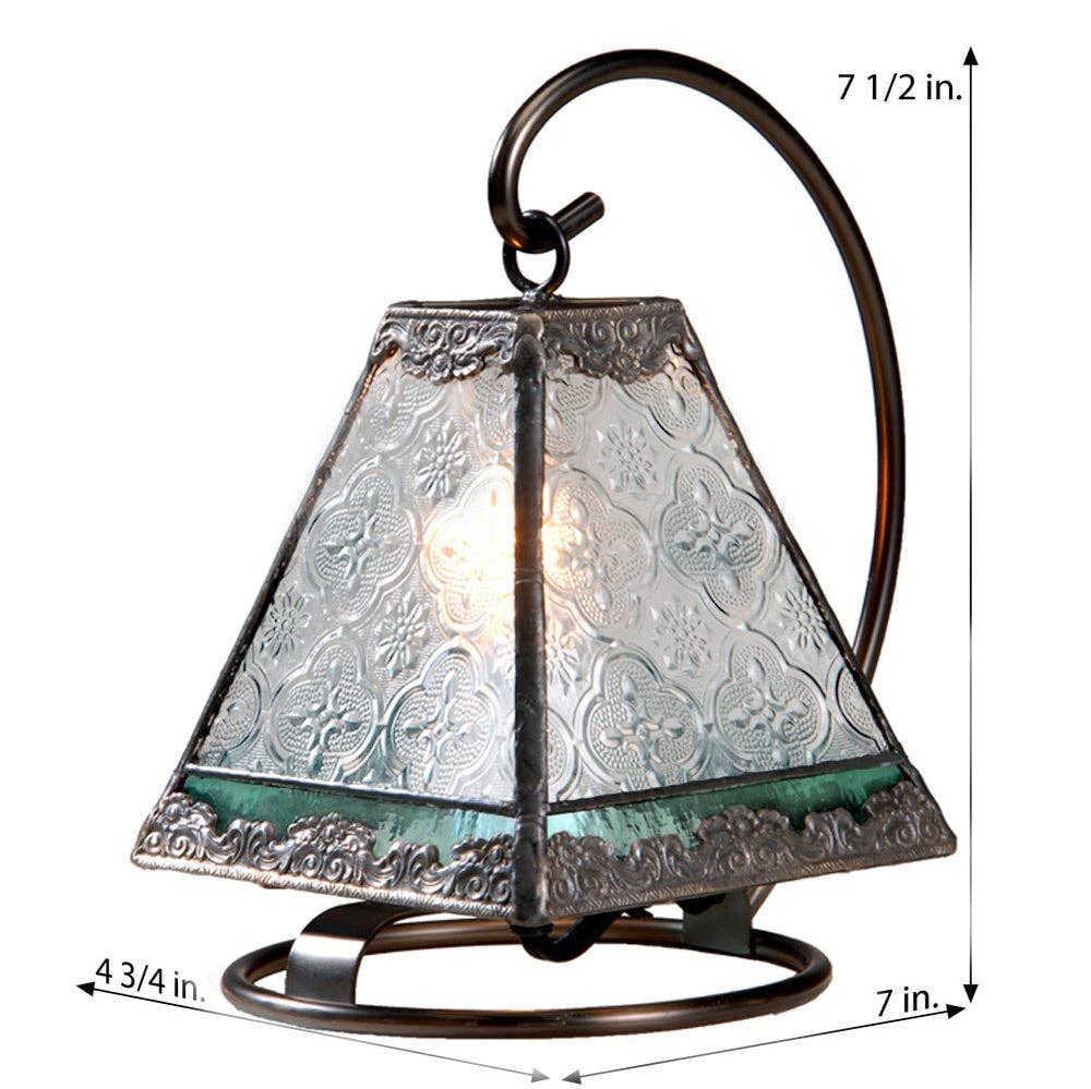 J Devlin Glass Art & Bert Anderson Collection - Lam 559 Clear Vintage and Sage Mini Lamp