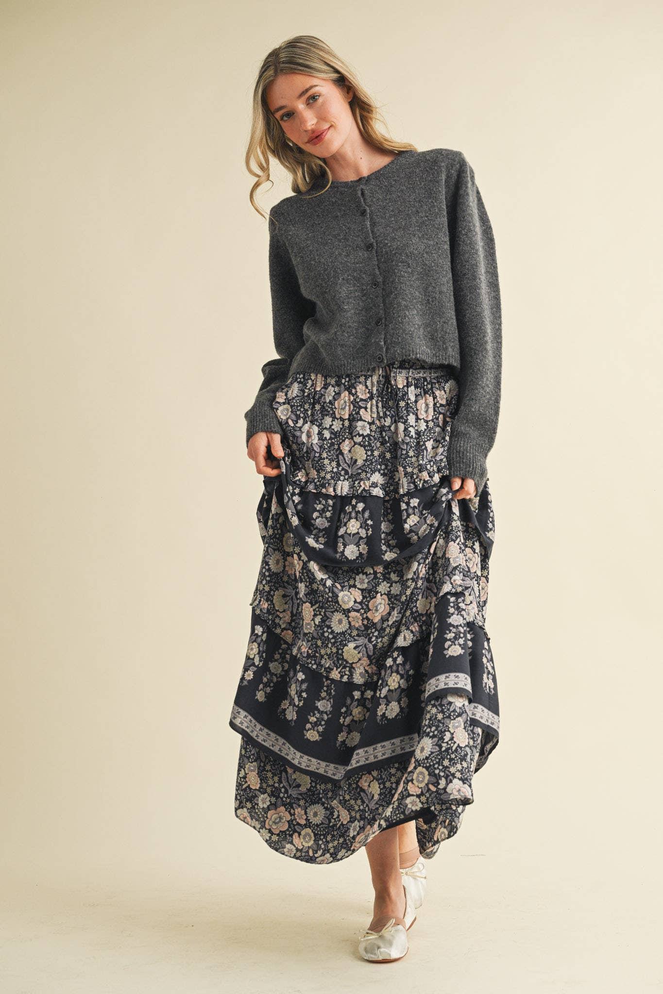 &MERCI - LONG PUFF SLEEVE SWEATER CARDIGAN MSW11018