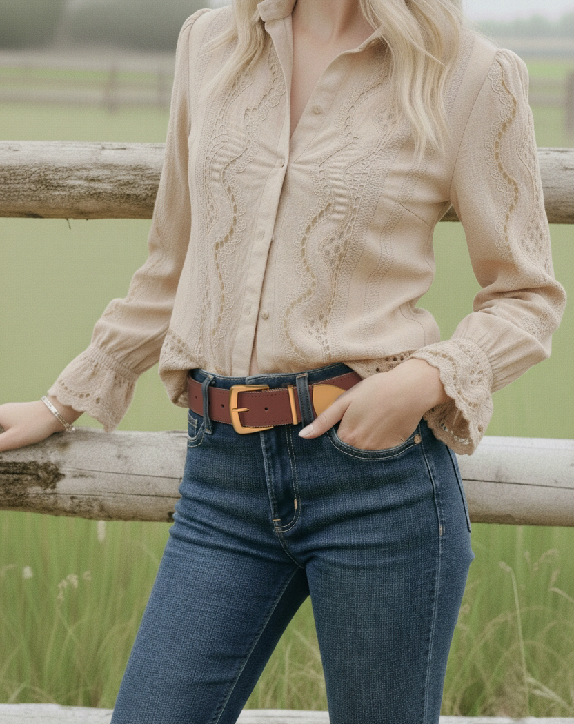 Most Wanted USA - Zipper-Lined Suede Belt with Gold Hardware