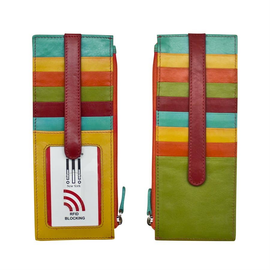 ili New York - 7800 Leather Card Holder with Zip Pocket