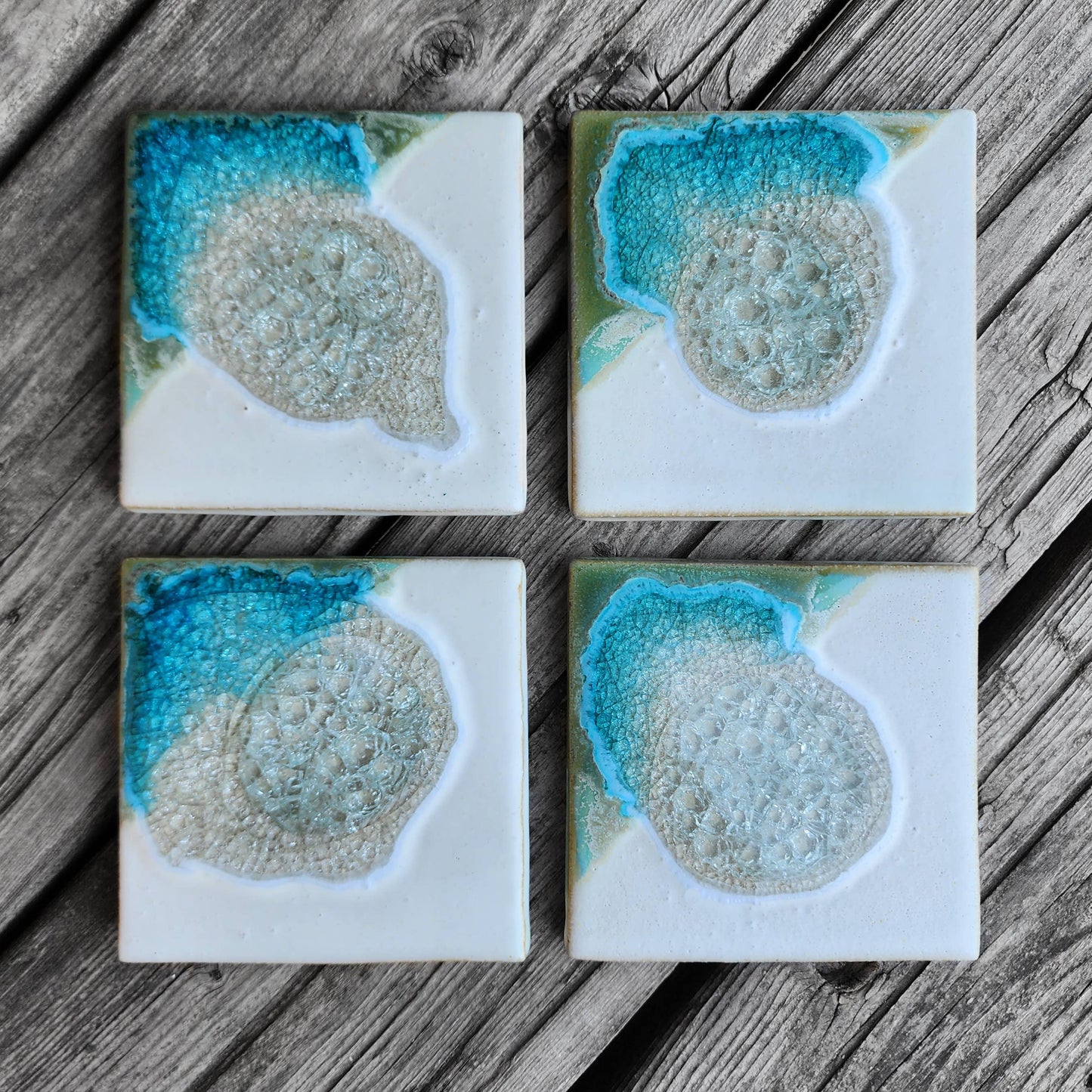 Dock 6 Pottery - Square Coaster - White Pearl - Individual Coaster