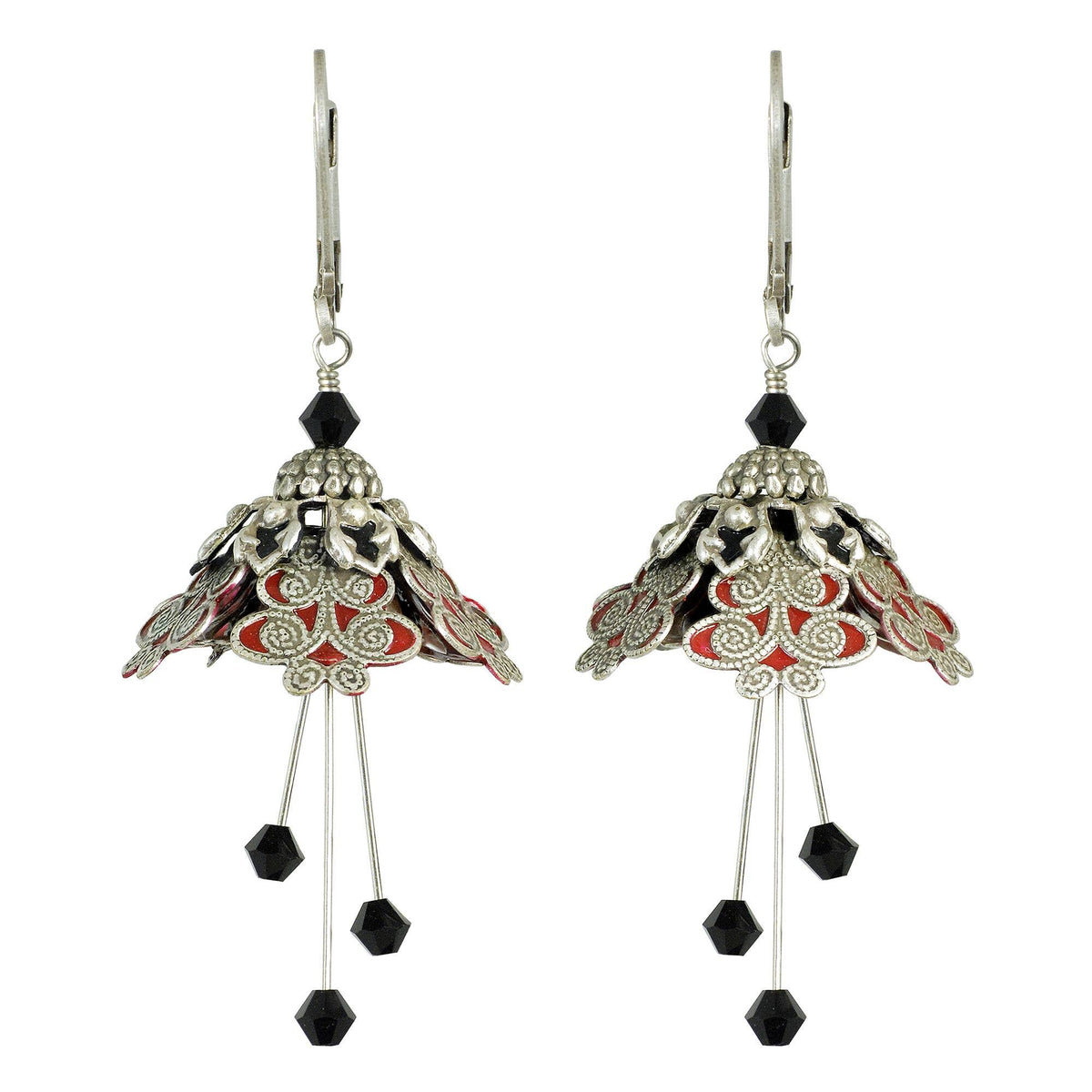 NoMonet - Flower Fairy: Painted Intricate Swirl Earrings w Crystals
