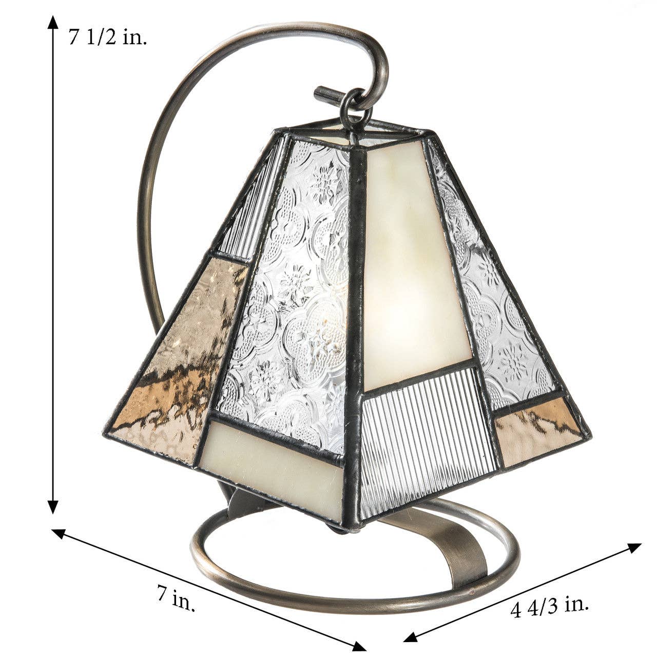 J Devlin Glass Art & Bert Anderson Collection - Lam 710-3 Peach, Ivory and Clear Textures Mini Lamp