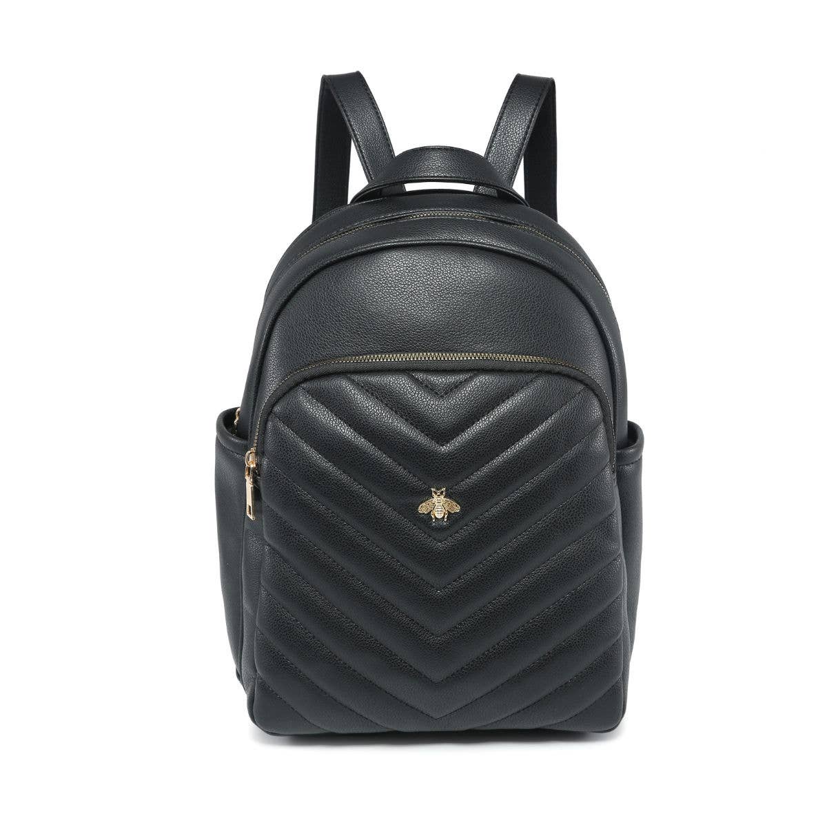 Papaya Fashion Ltd - GL23901-Backpack with chevron quilted pattern and bee badge