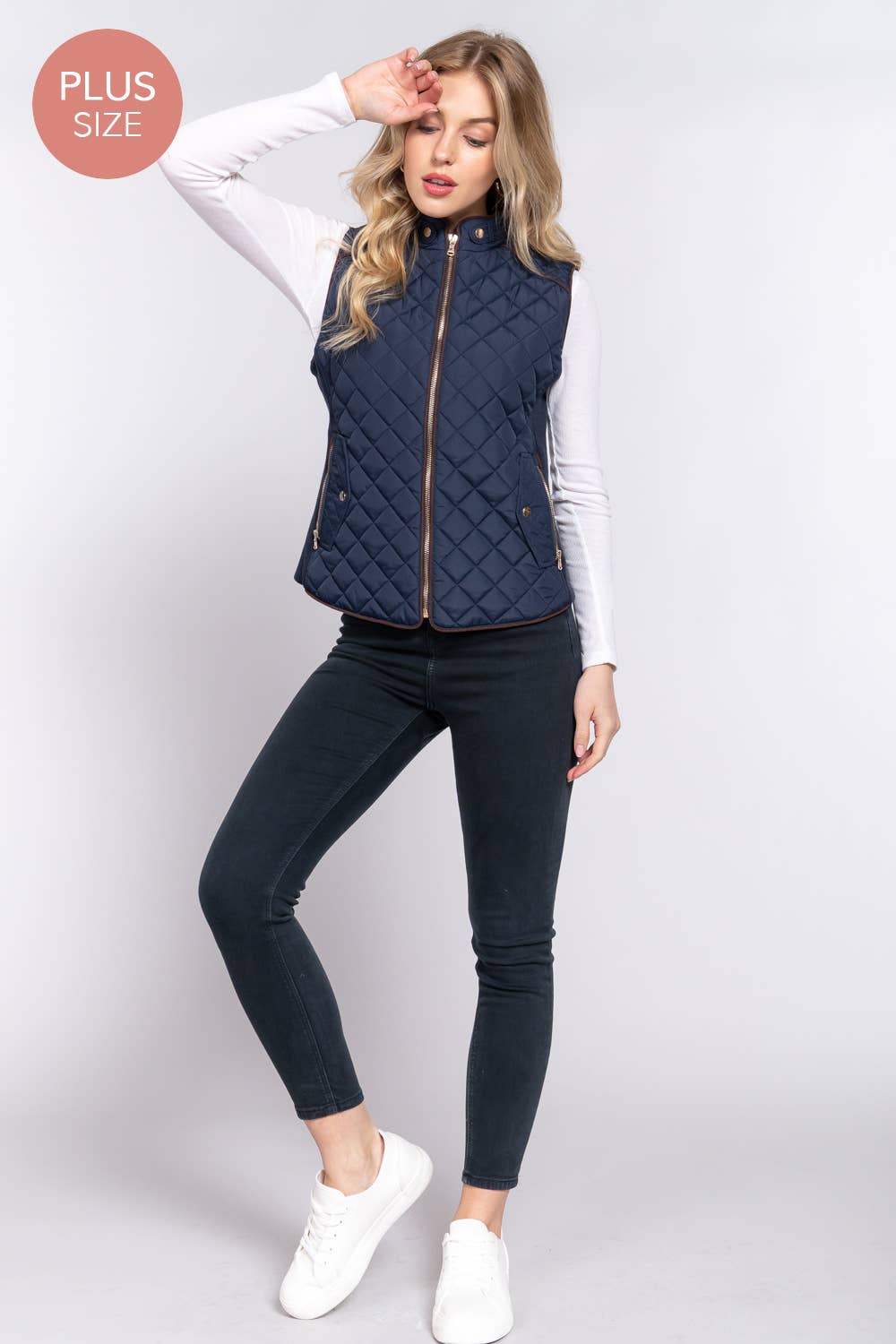 Active Basic | Active USA - Suede Piping Quilted Padding Vest