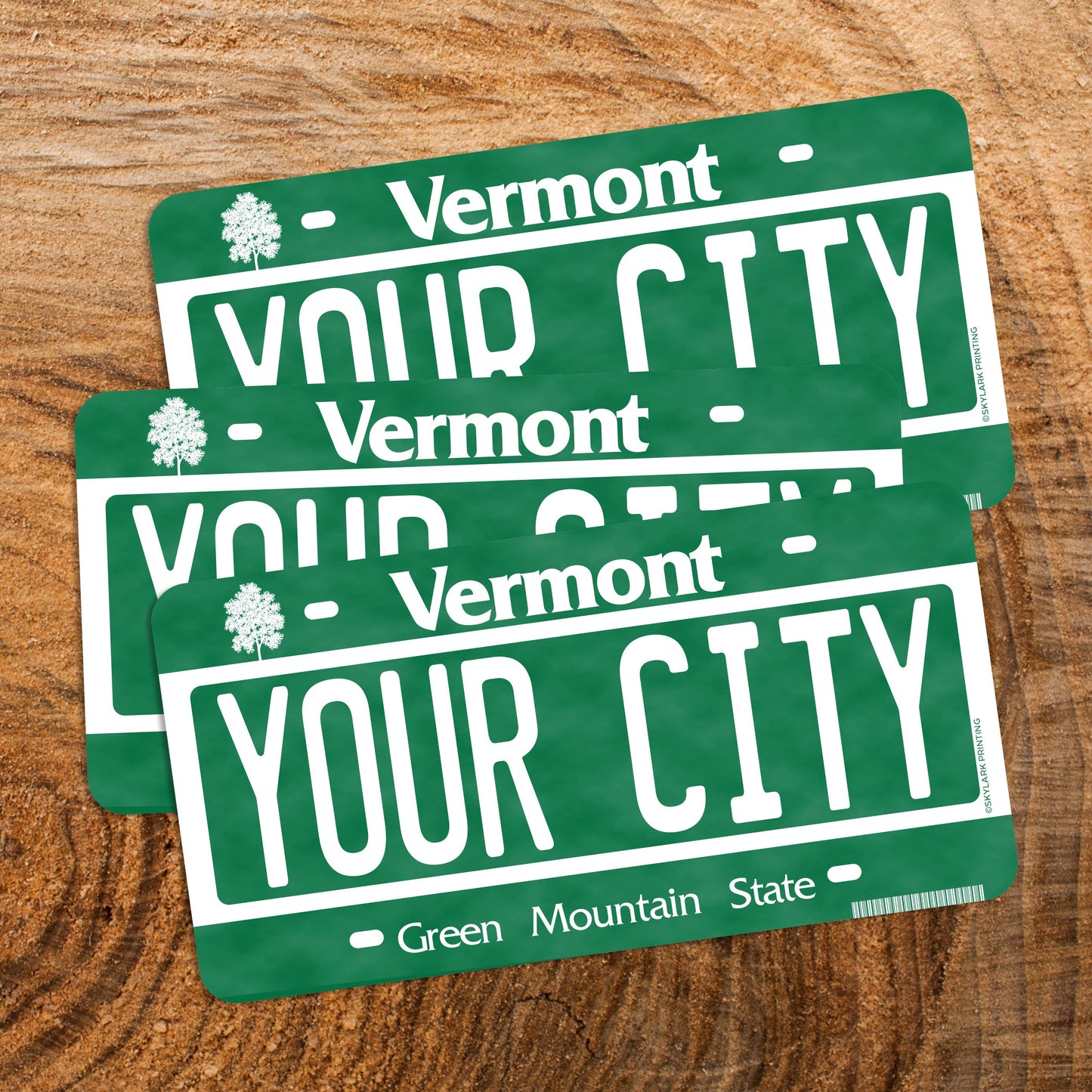 Skylark Printing - Vermont Plate Souvenir Sticker with Your City, Text