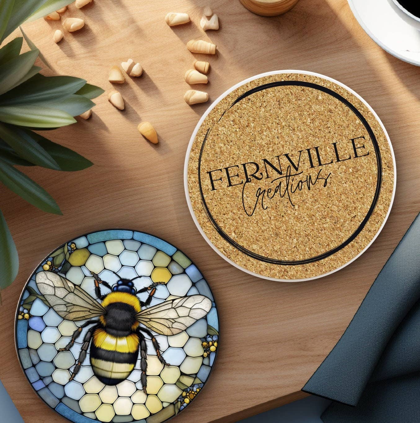 Fernville Creations - Bee Coaster, Bee Keeper Gift, Nature Inspired Home Decor