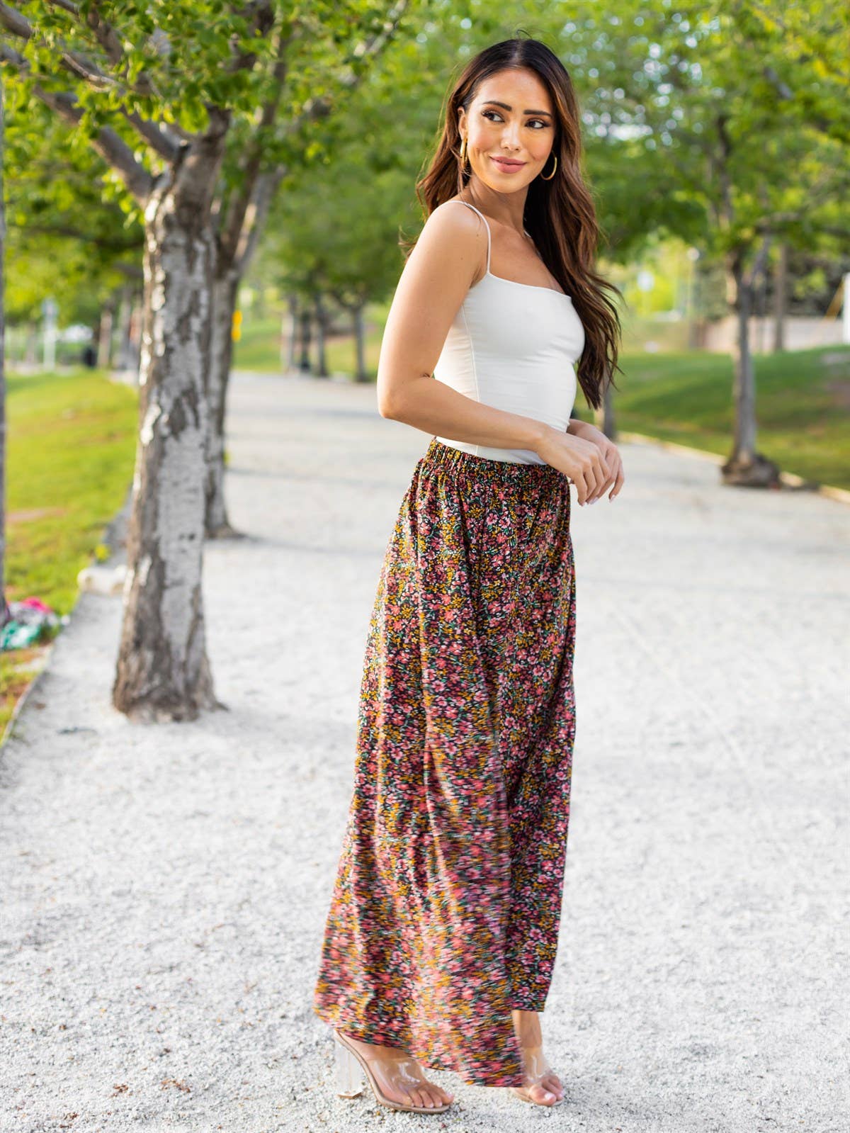 Tickled Teal - Lovely Floral Maxi Skirt