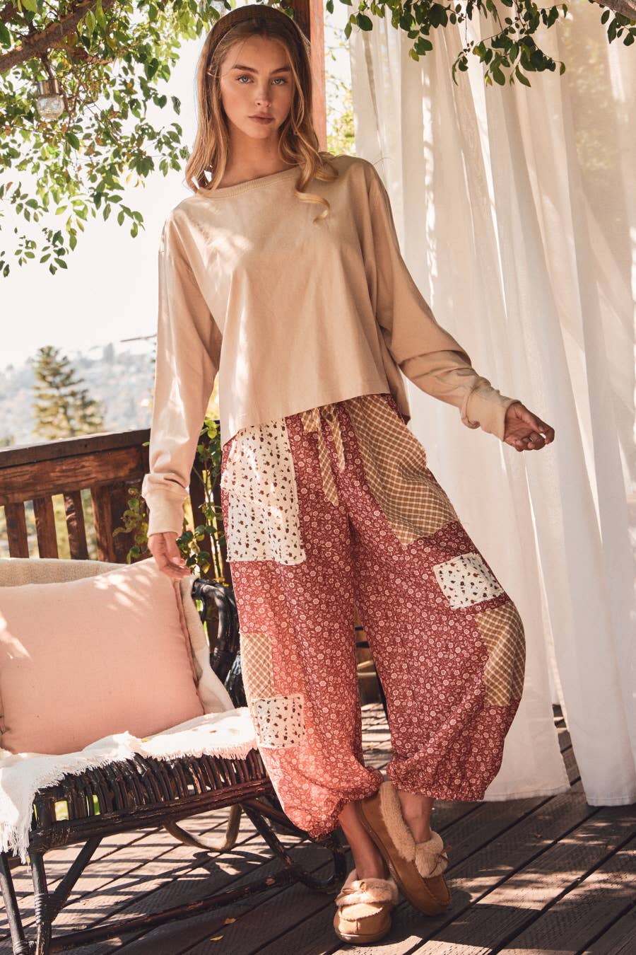 Oddi - Floral Patchwork Printed Balloon Pants