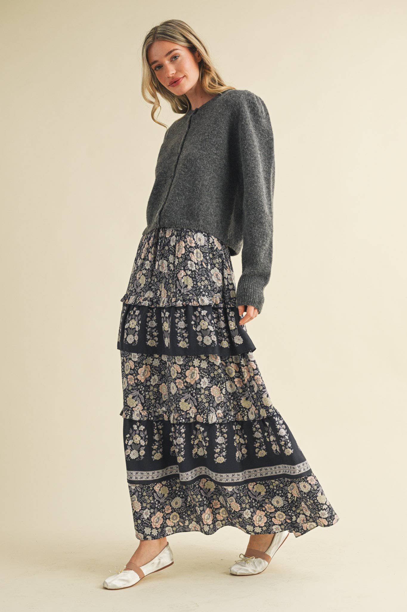 &MERCI - LONG PUFF SLEEVE SWEATER CARDIGAN MSW11018