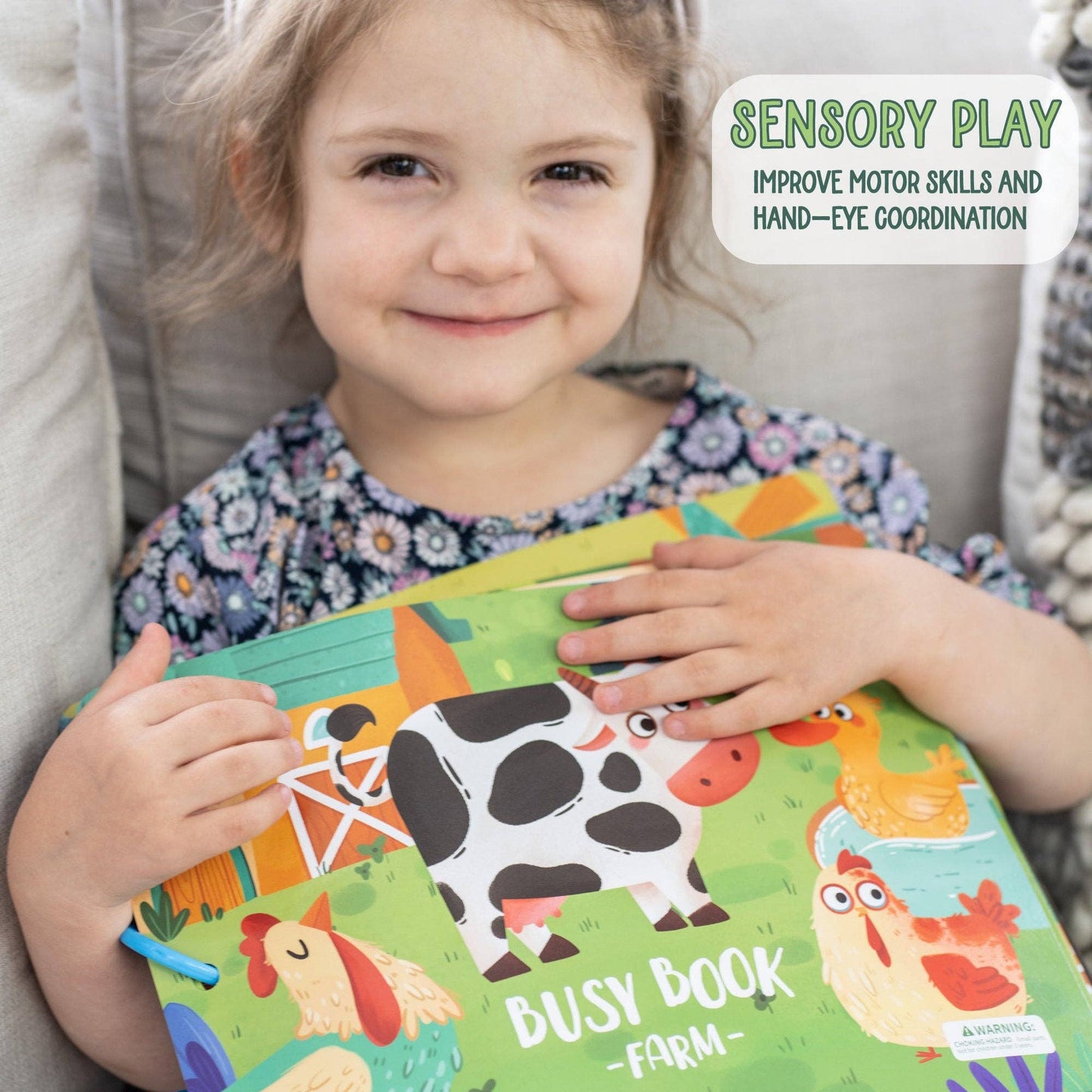Spirit 'N Sprout - Farm Busy Book for Toddlers - Preassembled with Zipper Pouch - Velcro Matching Activity Book