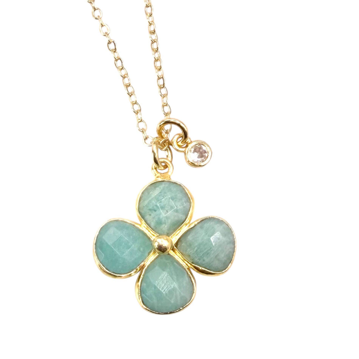 VB&CO Designs Handmade Jewelry - Genuine Gemstone clover flower gold necklace
