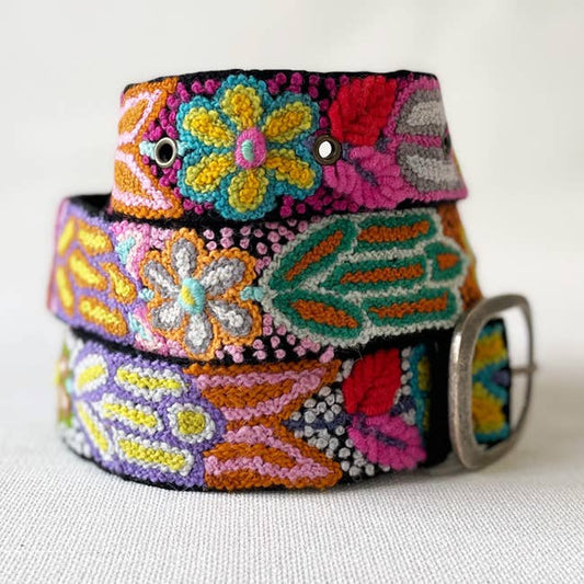 Jenny Krauss - Folklorica Floral Embroidered Wool Belt, Black