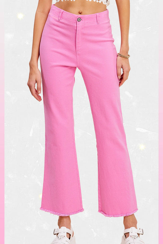 La Miel - MCP3113-Soft Washed Stretchy High Waisted Flare Pants