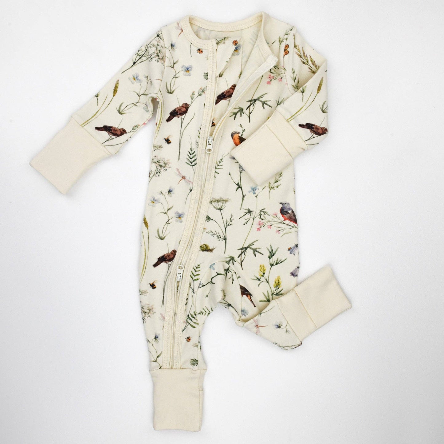 Earthy - Organic Cotton Baby Pajamas 2-Way Zip Front Zipper Sleeper, Finch