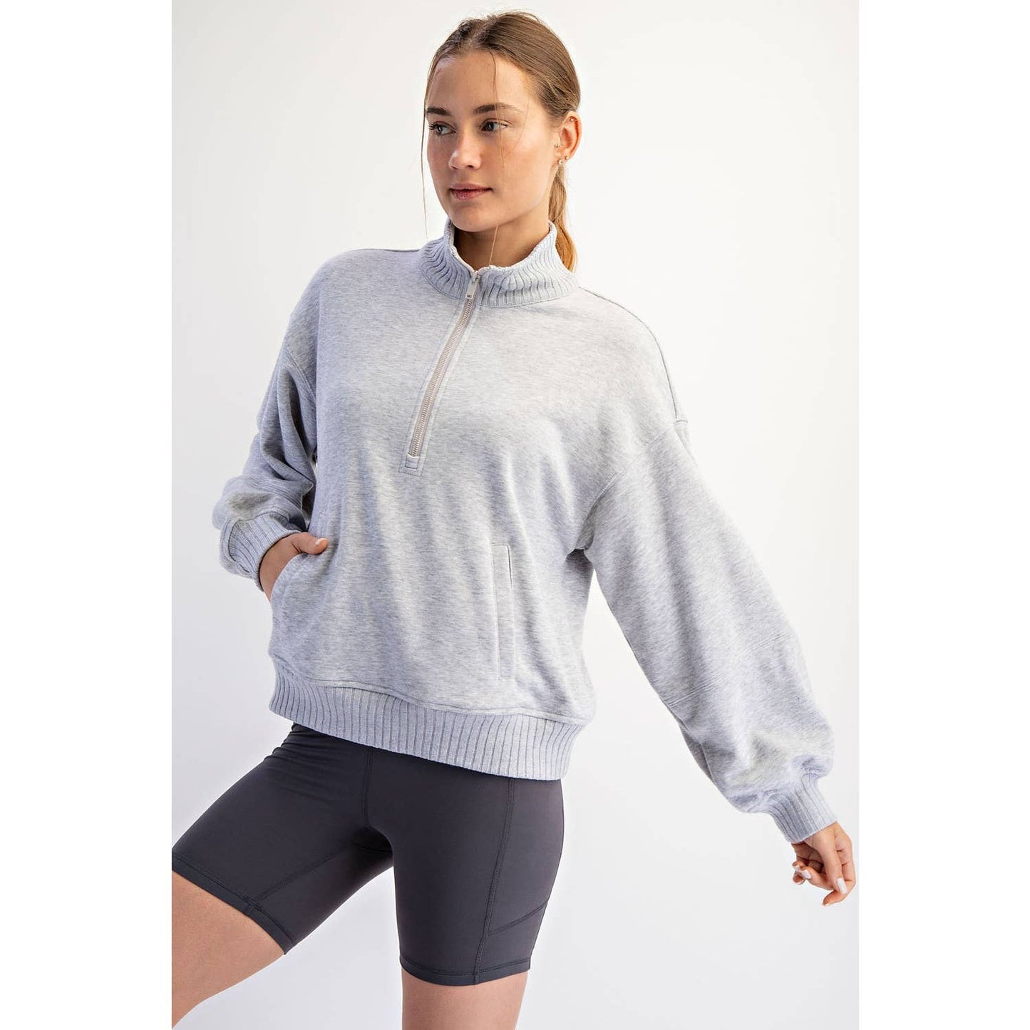Rae Mode - FRENCH TERRY FLEECE QUARTER ZIP PULLOVER