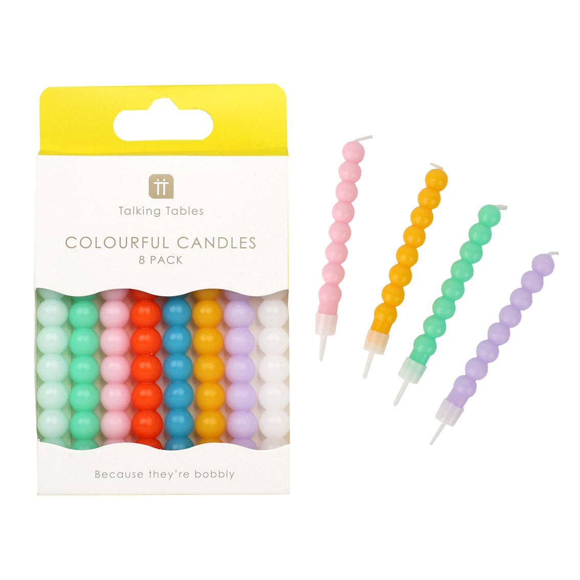 Talking Tables USA - Home, Birthday, Games & Seasonal Decor - Bobble Birthday Candles - 8 Pack | Cake Candless |