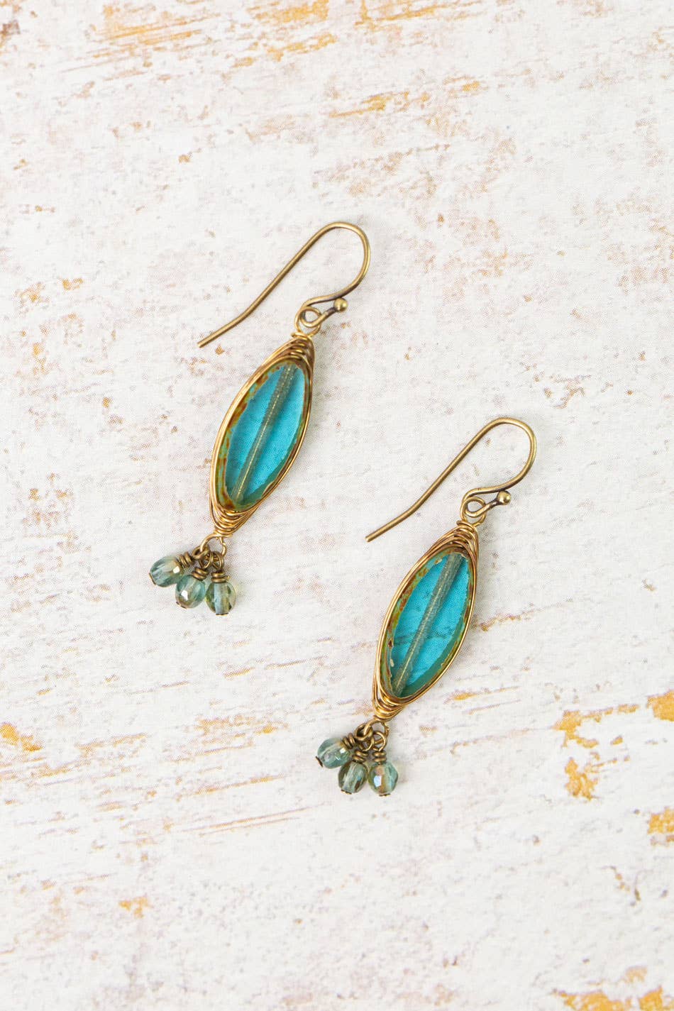 Anne Vaughan Designs Jewelry - Earthen Czech Glass Herringbone Earrings