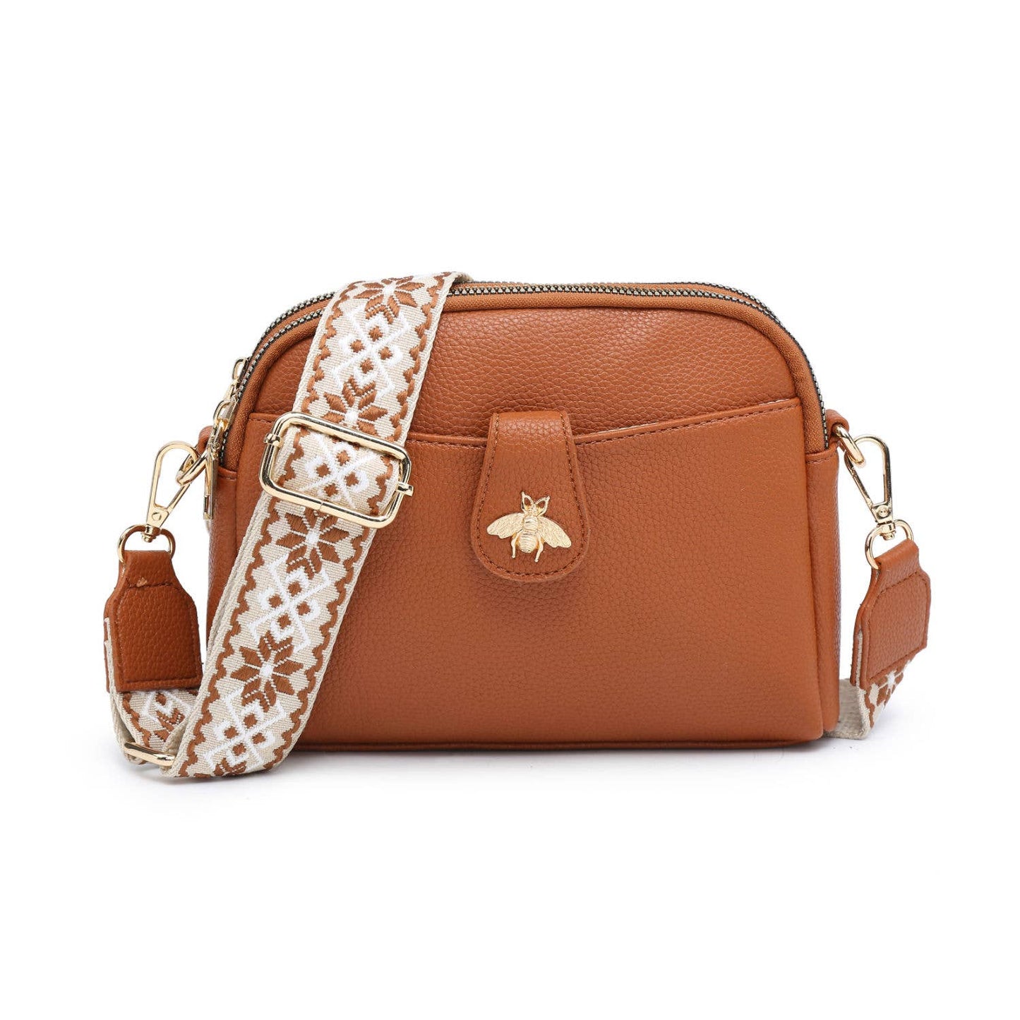 Papaya Fashion Ltd - B23002 Cross Body Handbag with double zip top sections