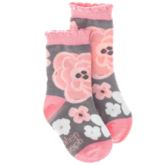 Stephen Joseph Gifts - Charcoal Floral Toddler Socks