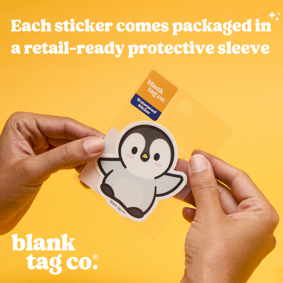 Blank Tag Co. Stickers - Waterproof Stickers - Peanuts® Snoopy and Woodstock Eating Ice Cream Waterproof