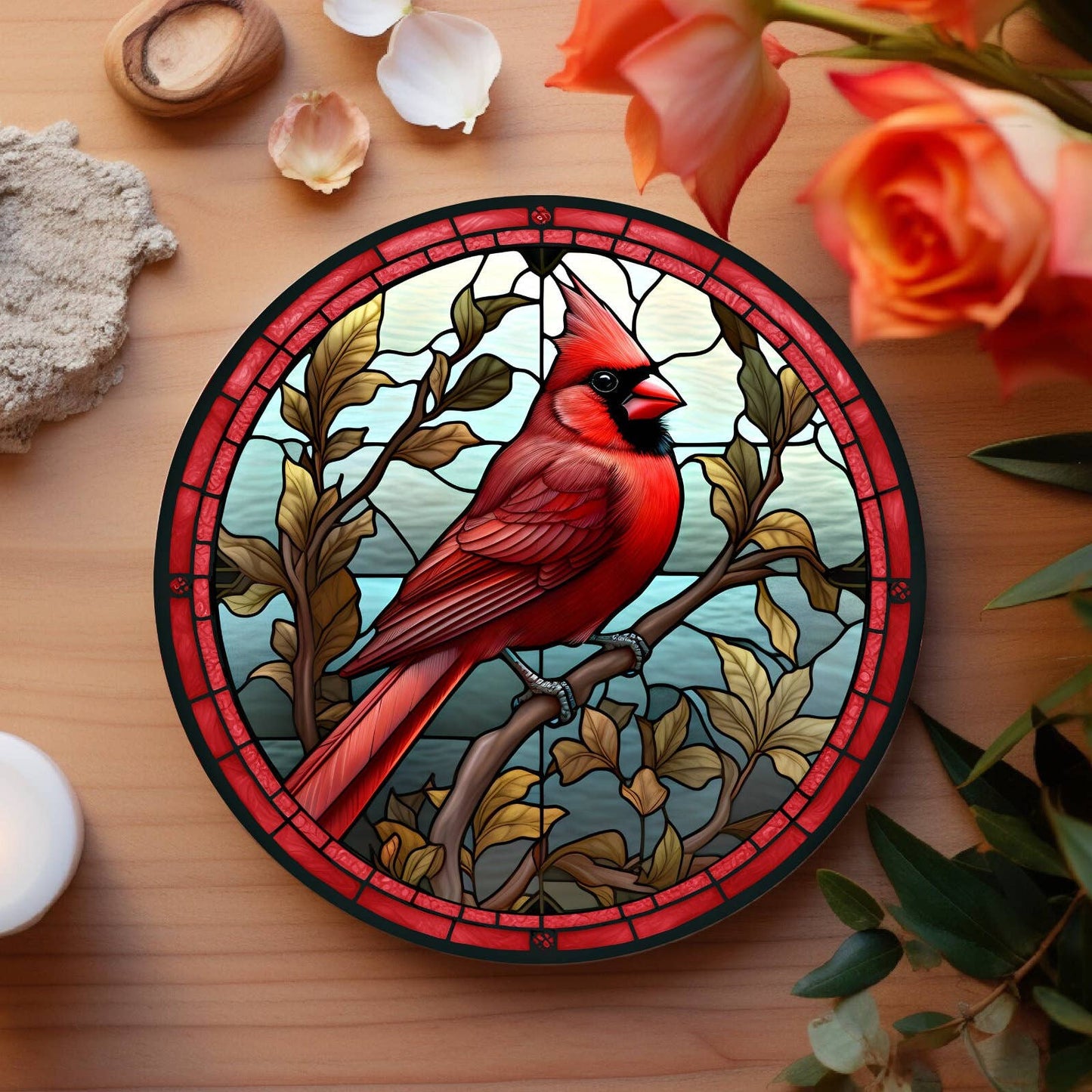 Fernville Creations - Cardinal Coaster, Bird Lover Gift, Nature Home Decor